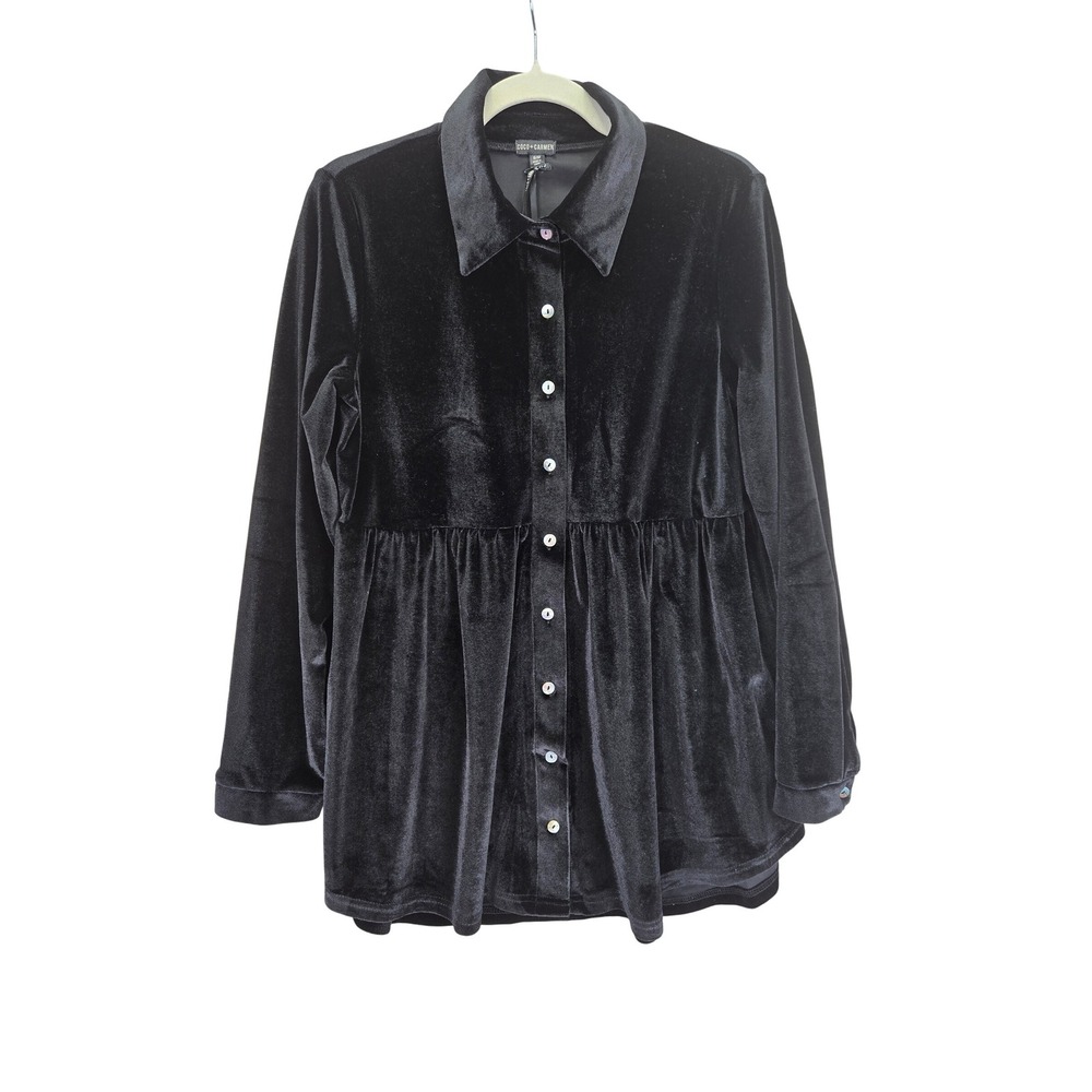 Coco‎ + Carmen Velvet Babydoll Womens Blouse Size S/M Black Whimsigoth Witchy
